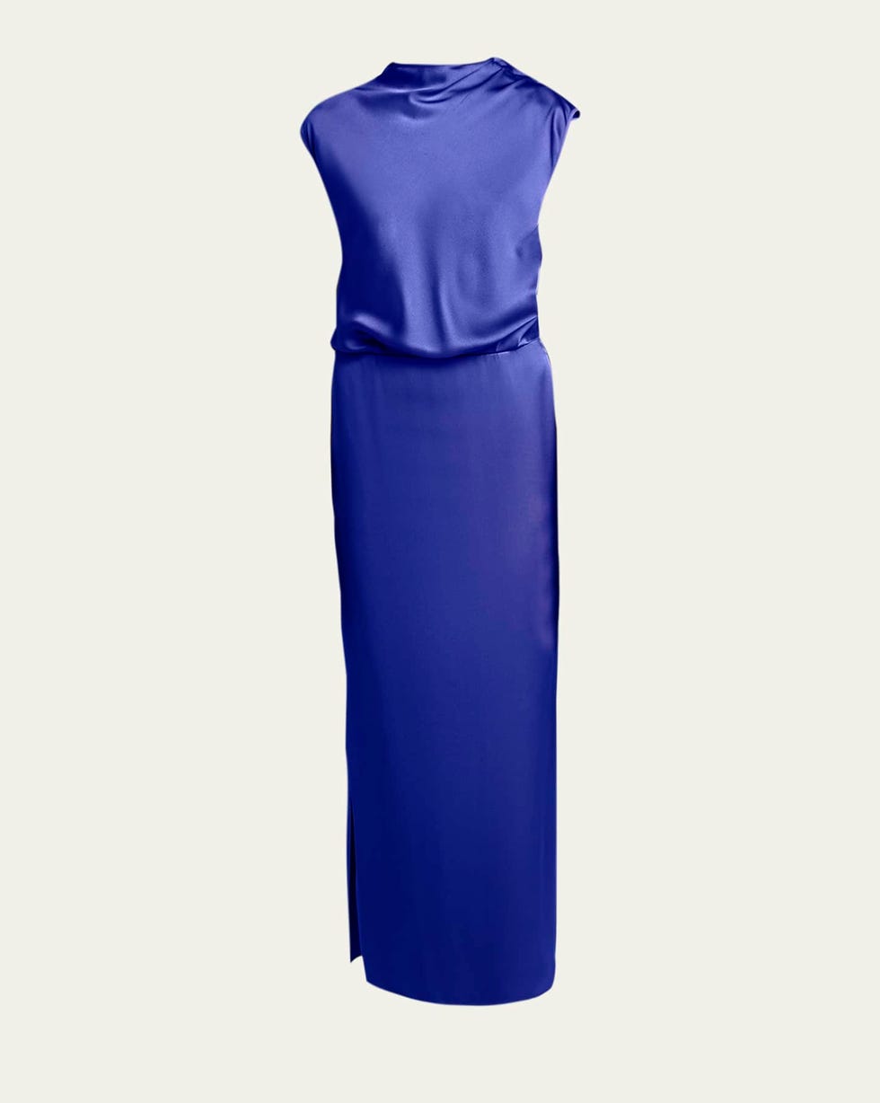 High-Neck Silk Satin Gown