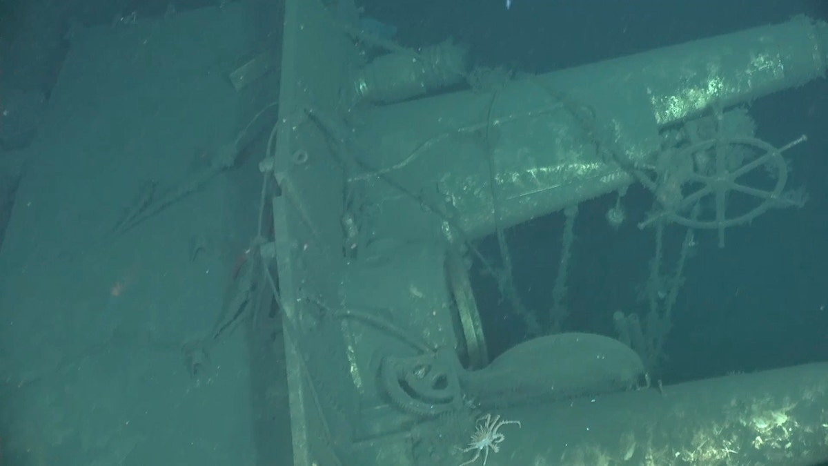External ship’s wheel located on the sail of USS F-1