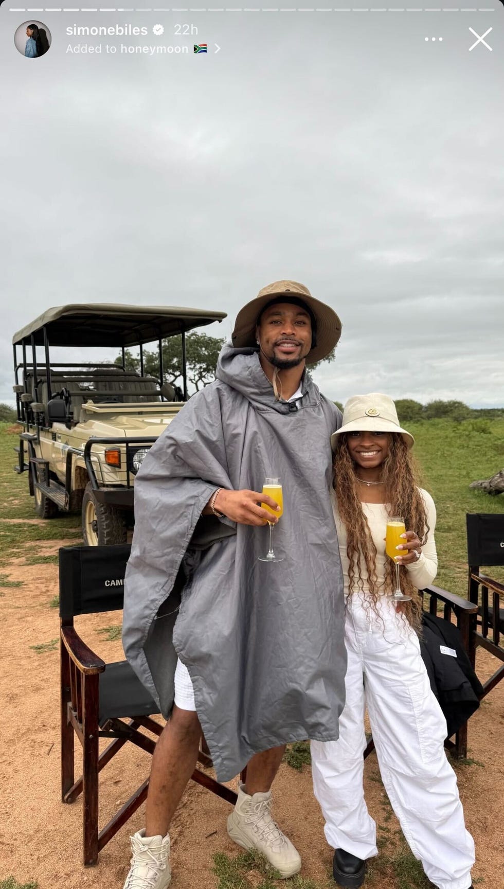 simone biles and jonathan owens honeymoon in south africa