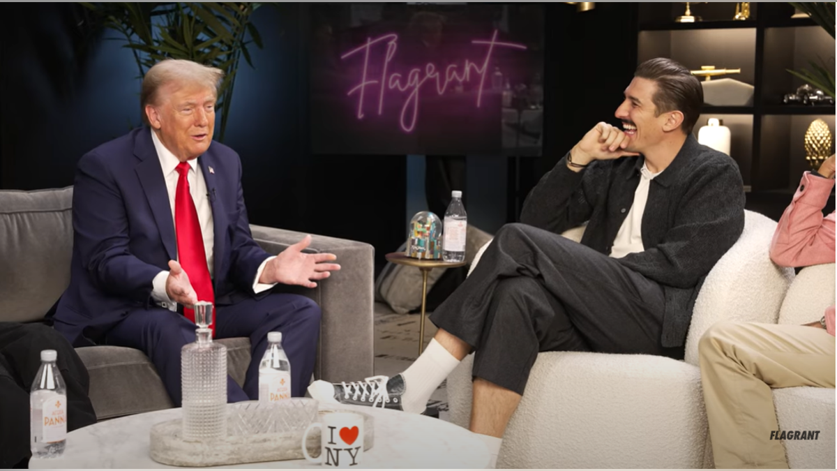 Trump speaks on a podcast