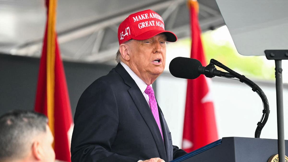 President Donald Trump delivers the commencement address at the 2025 US Military Academy Graduation Ceremony at West Point