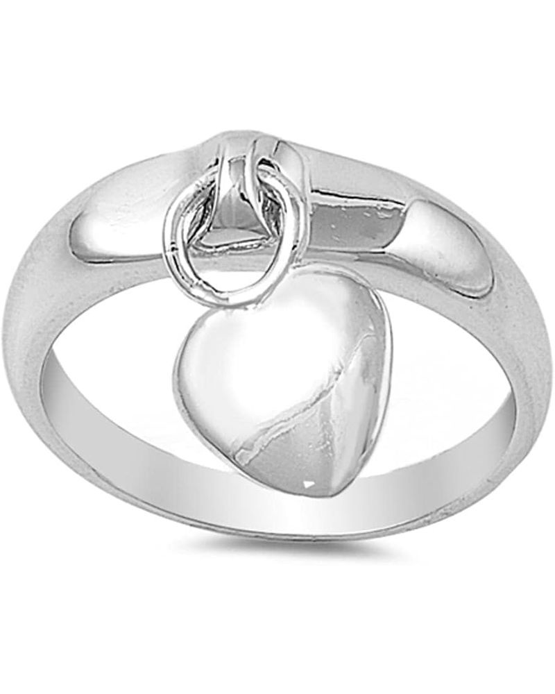 Sterling Silver Heart Charm Ring