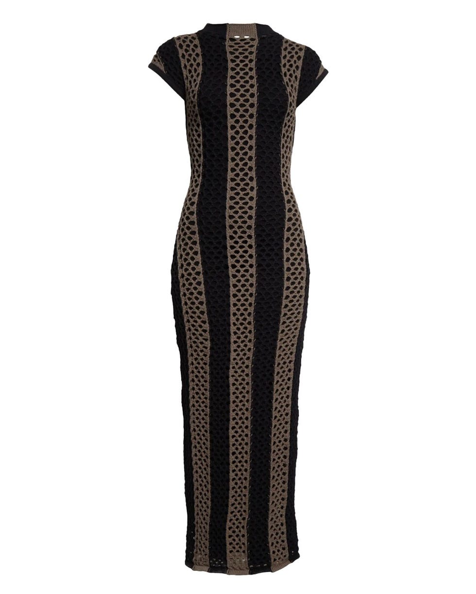 Neale Stripe Open Knit Cotton Blend Sweater Dress