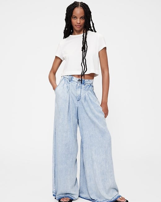 High Rise Draped Denim Trousers
