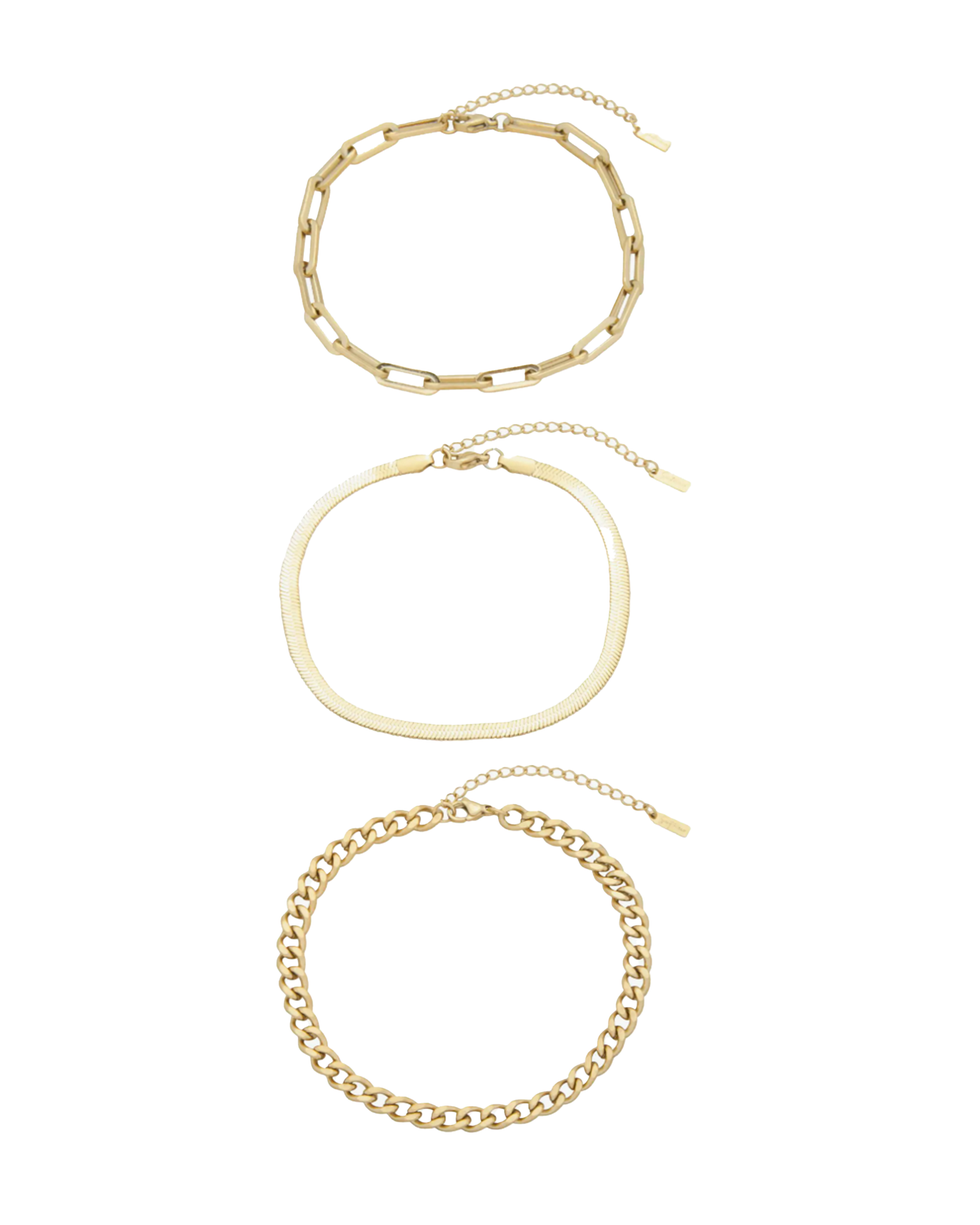 Set of 3 Chain Anklets 