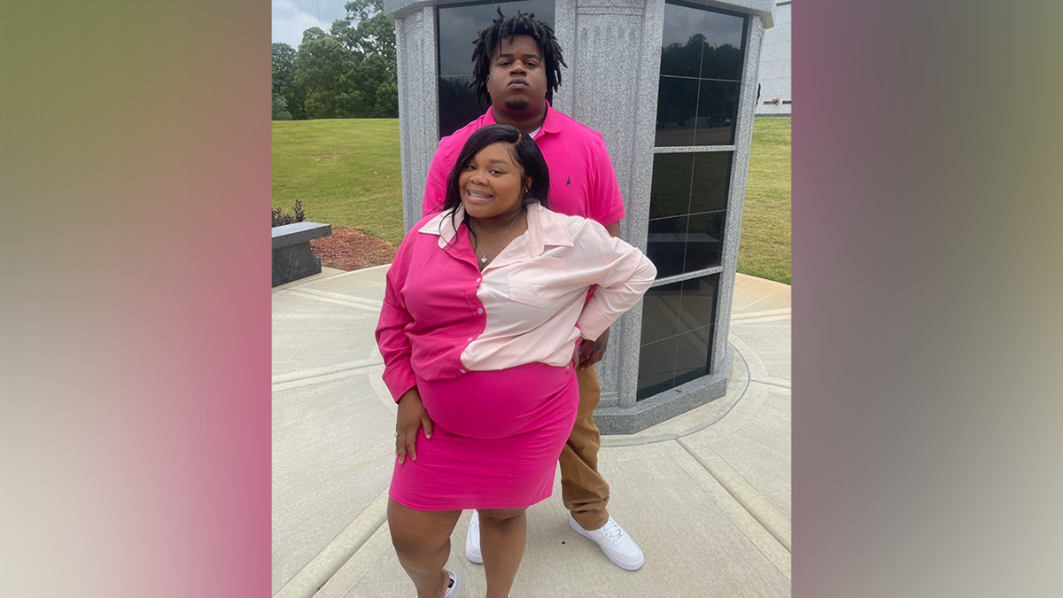 Treveon Taylor Sr. and Jessica Ross pose for a photo prior to delivering their son.
