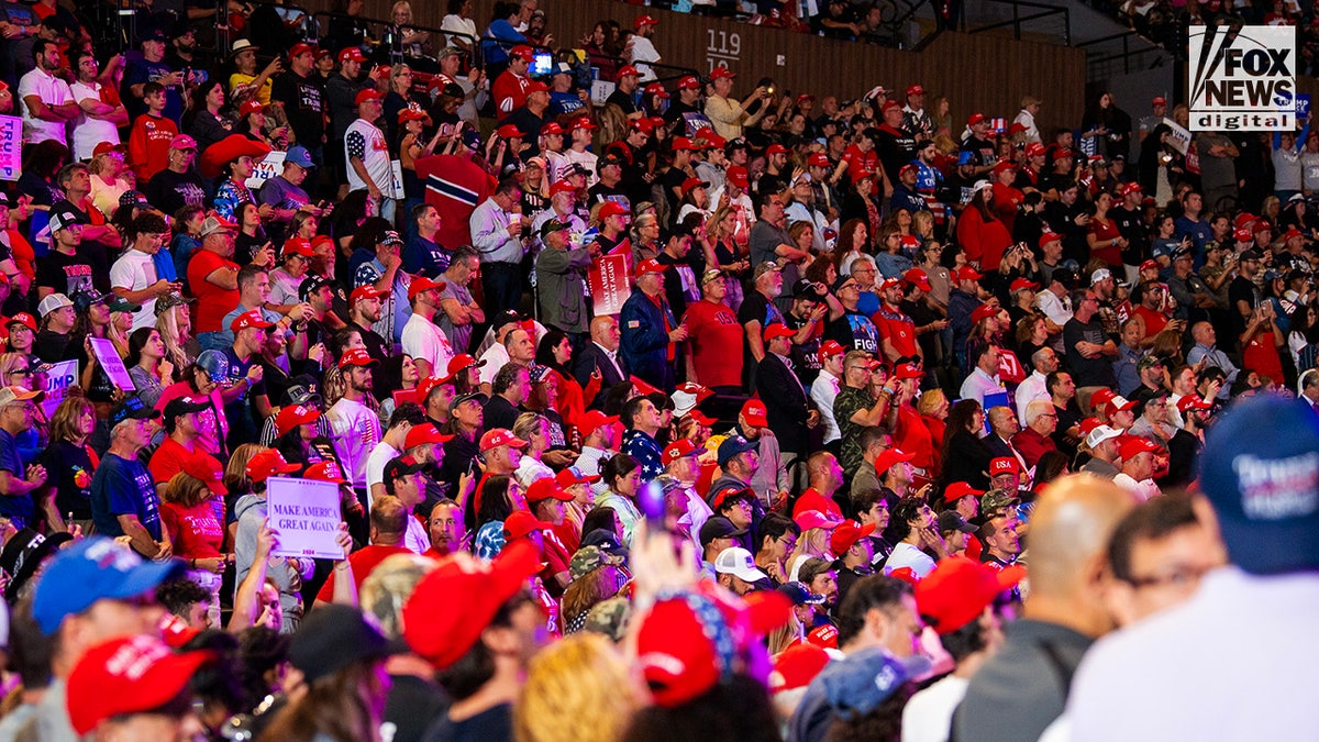 Trump rallygoers in stands
