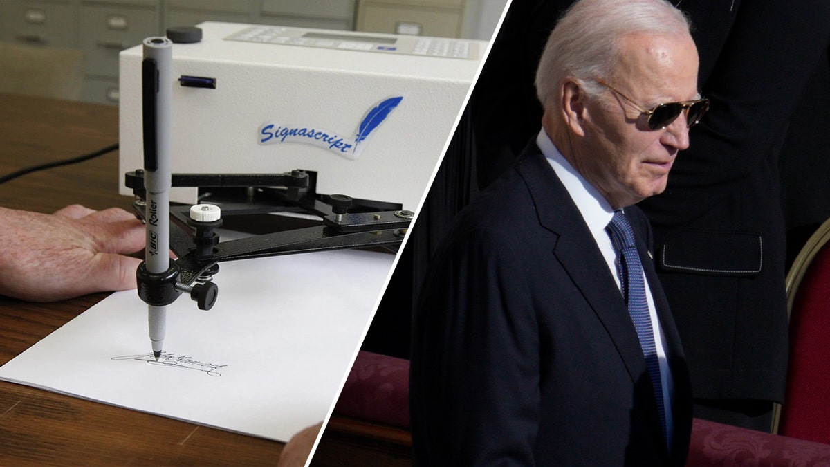 autopen, left; Biden at right