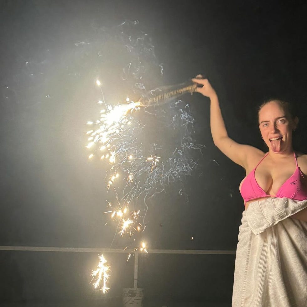 billie eilish in a pink bikini