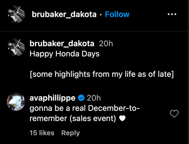 ava phillippe's comment on dakota's post