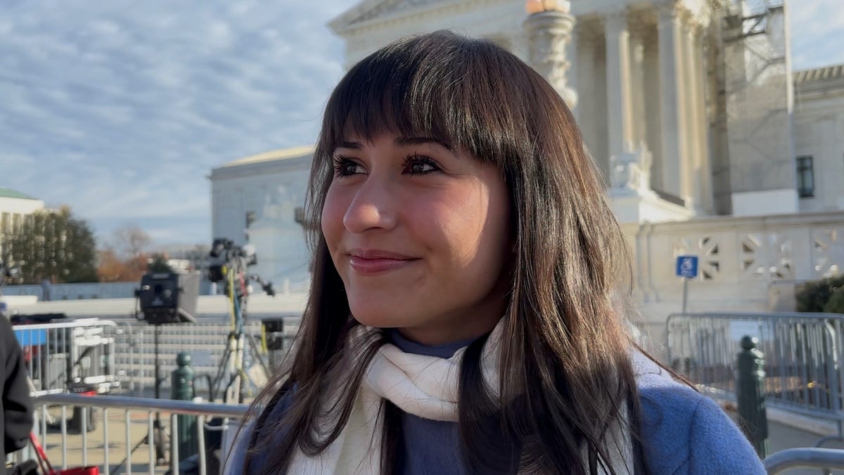 Detransitioner and activist Chloe Cole outside the Supreme Court building during oral arguments in the Skrmetti vs. U.S. case on Dec. 4, 2024.