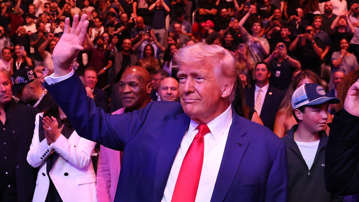 U.S. President Donald Trump is seen in attendance during the UFC 316 event at Prudential Center, in Newark, N.J., Saturday.