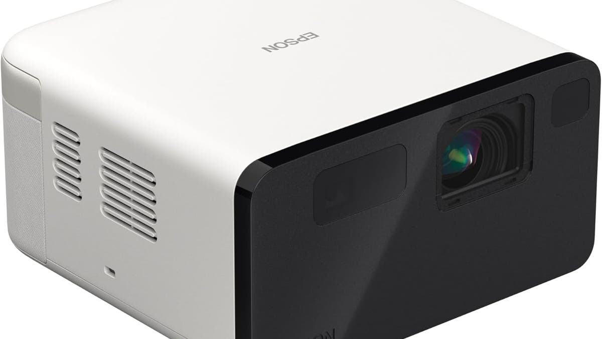 The projector includes Google TV with access to streaming apps from the Google Play Store.