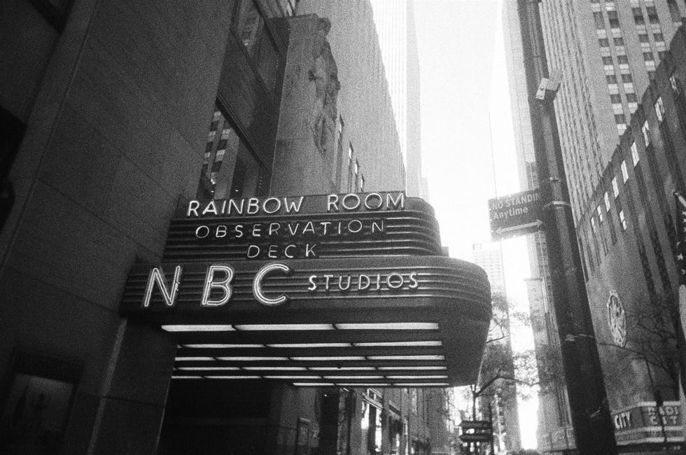 sign for the rainbow room at nbc studios in new york city