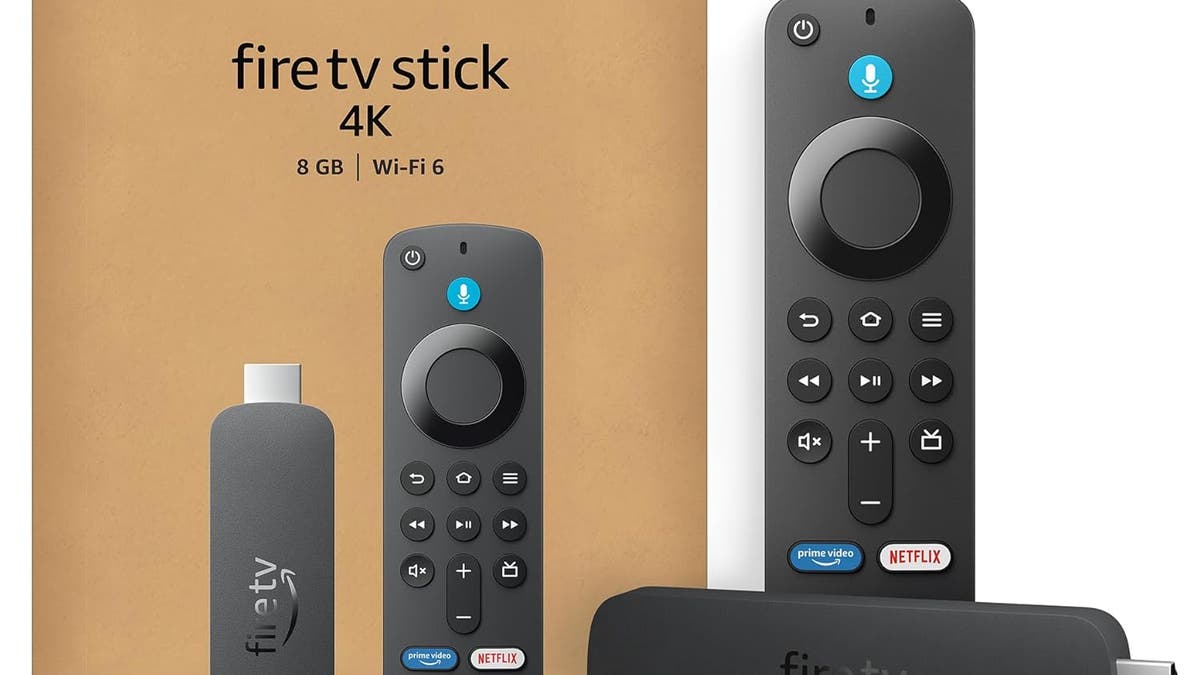 The Amazon Fire TV Stick 4K plugs into your projector's HDMI port.