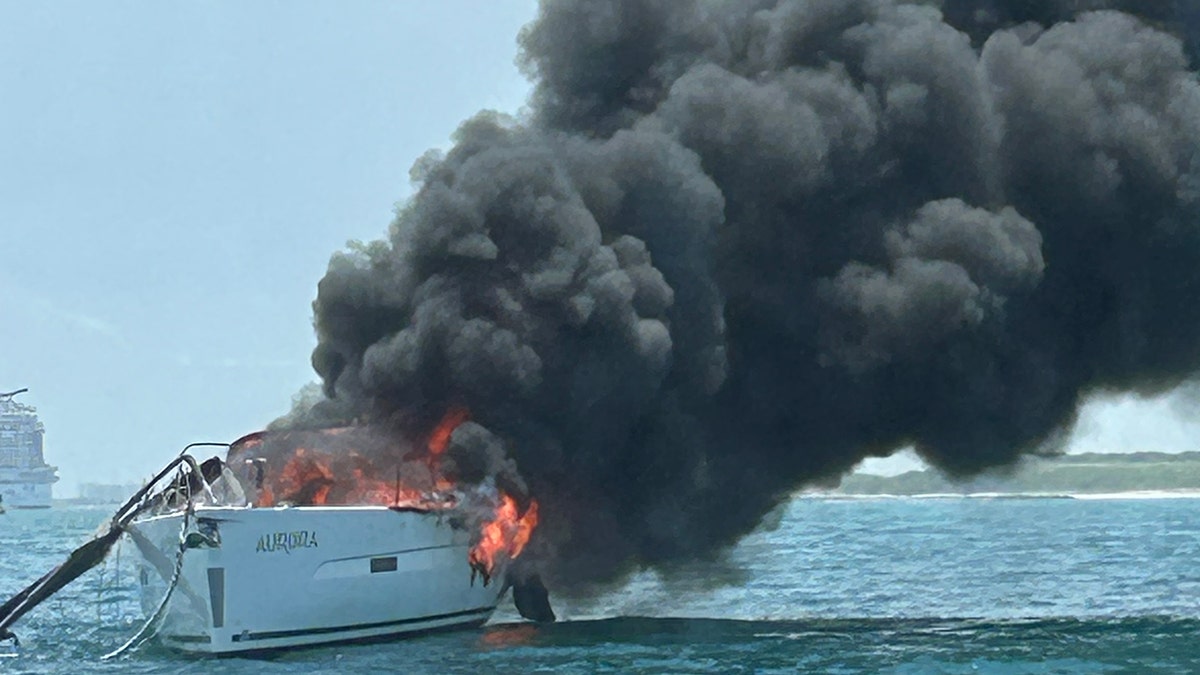 Cape Canaveral boat fire closeup 1