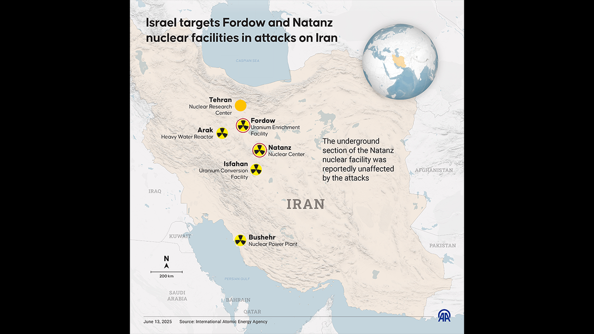 Map shows location of underground Fordow nuclear site