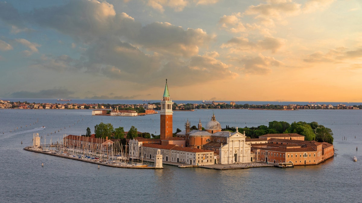 Overhead view of San Giorgio Island in Venice, Italy