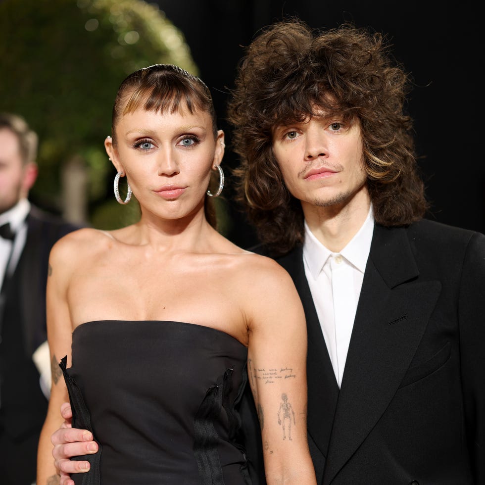 miley cyrus and maxx morando at the 2025 vanity fair oscar party