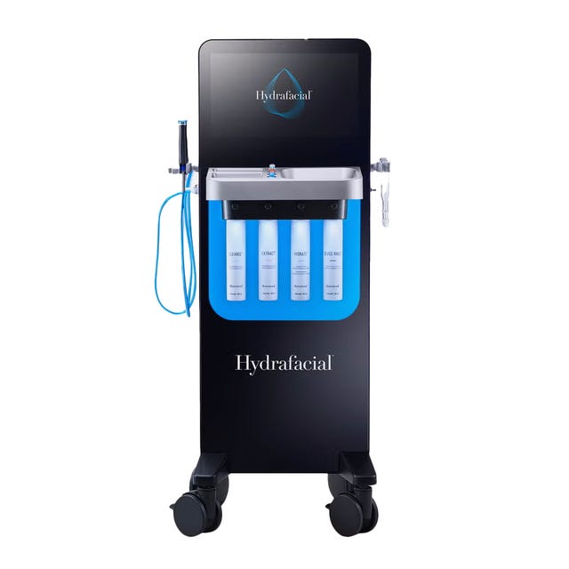 hydrafacial machine with treatment products displayed