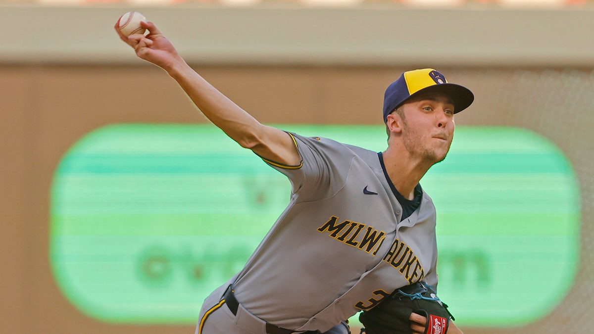 Jacob Misiorowski throws pitch