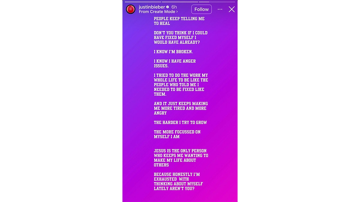 Justin Bieber posts on Instagram