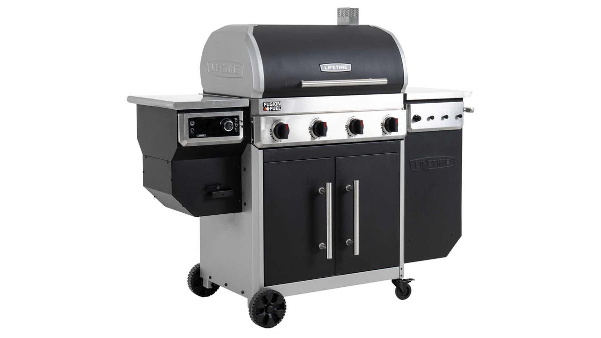 Choose gas or wood pellets with this stove. 