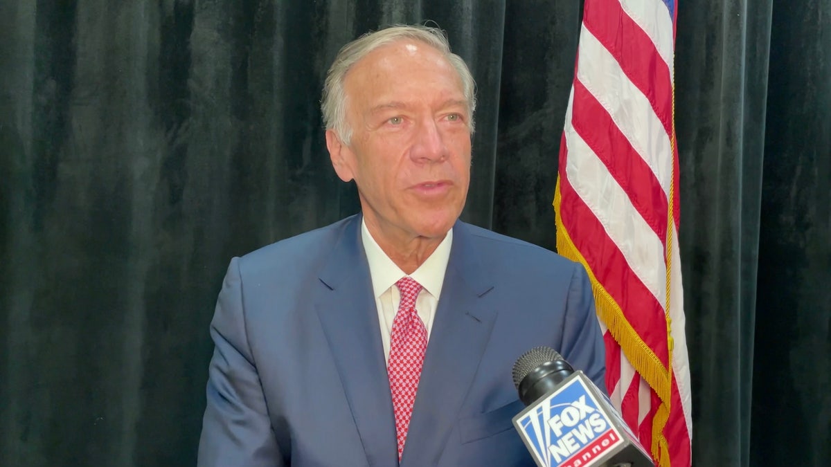 Former Secretary of State Mike Pompeo being interviewed by Fox News Digital, on June 25, 2025, at the New Hampshire Institute of Politics in Manchester, N.H.