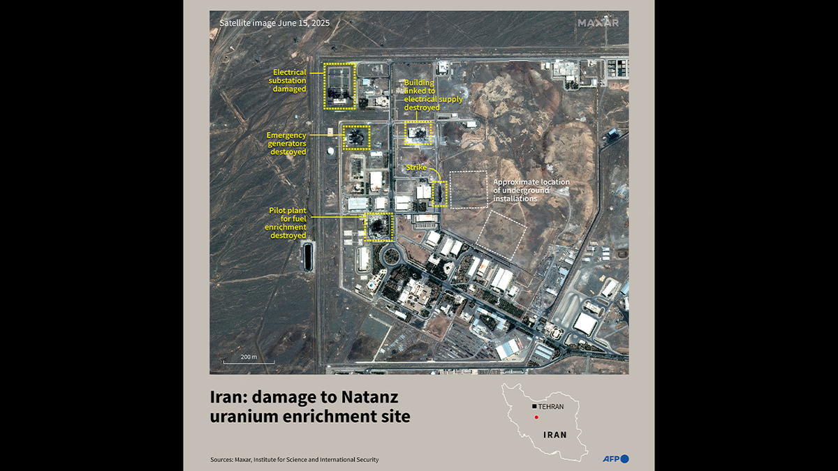 Image depicts damage done to the Natanz nuclear facility following Israel's strike.