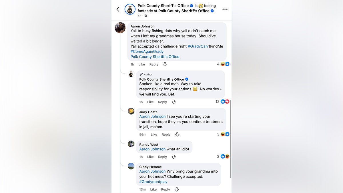 Aaron D. Johnson taunts Polk County Sheriff on social media