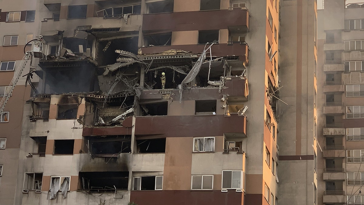 A view of a damaged building in Tehran, Iran after the bombing executed by Israel.