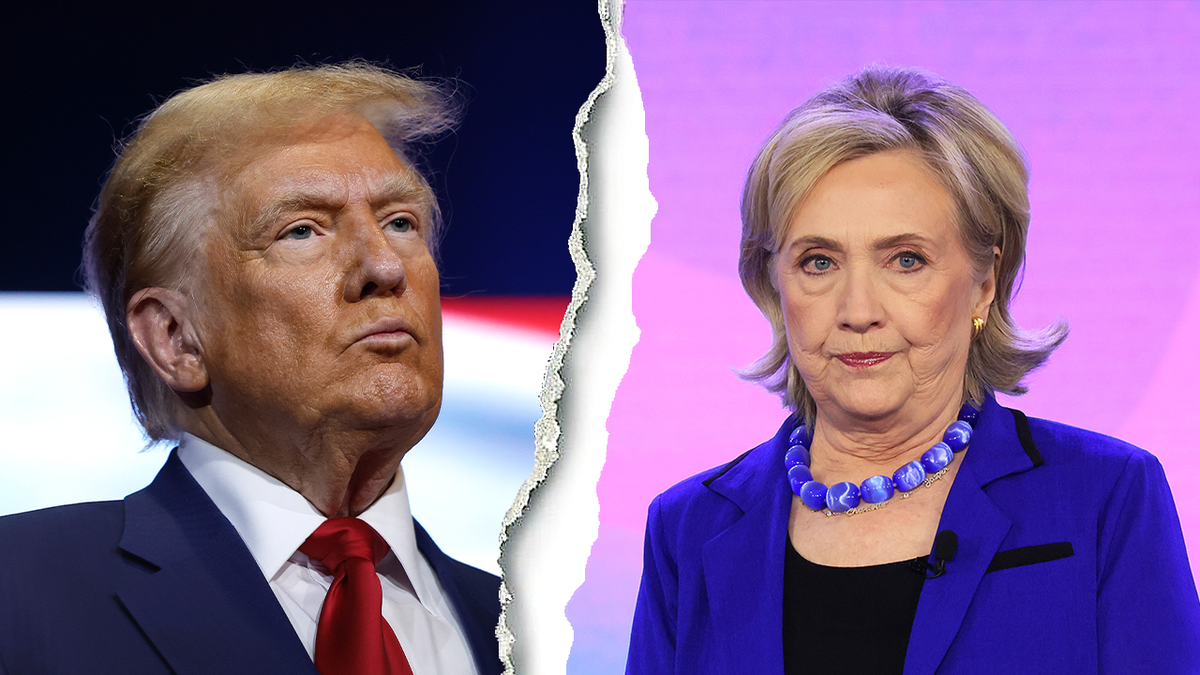 Trump and Hillary Clinton photo split