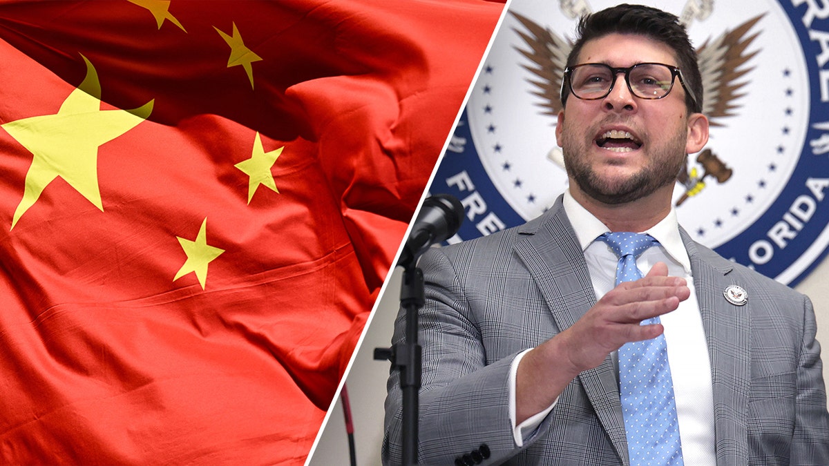 China flag at left, Florid state AG at right