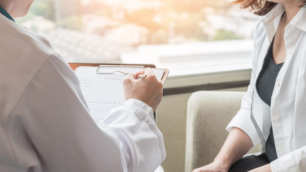 Woman at doctor