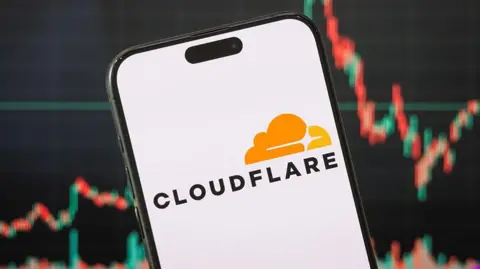 Getty Images Cloudflare logo on a phone