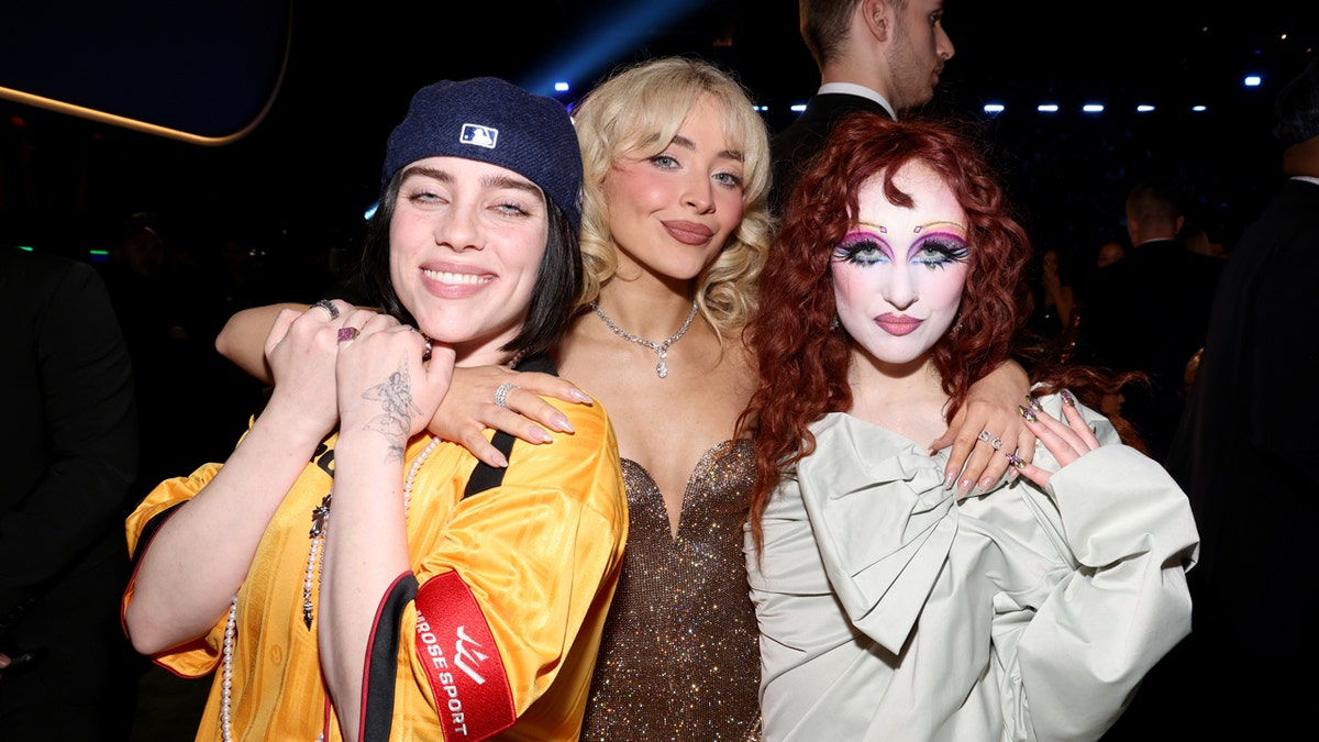 Sabrina Carpenter, Chappell Roan, and Billie Eilish attend the 67th Annual GRAMMY Awards at Crypto.com Arena on February 2, 2025, in Los Angeles, California. (Photo by Kevin Mazur/Getty Images for The Recording Academy)