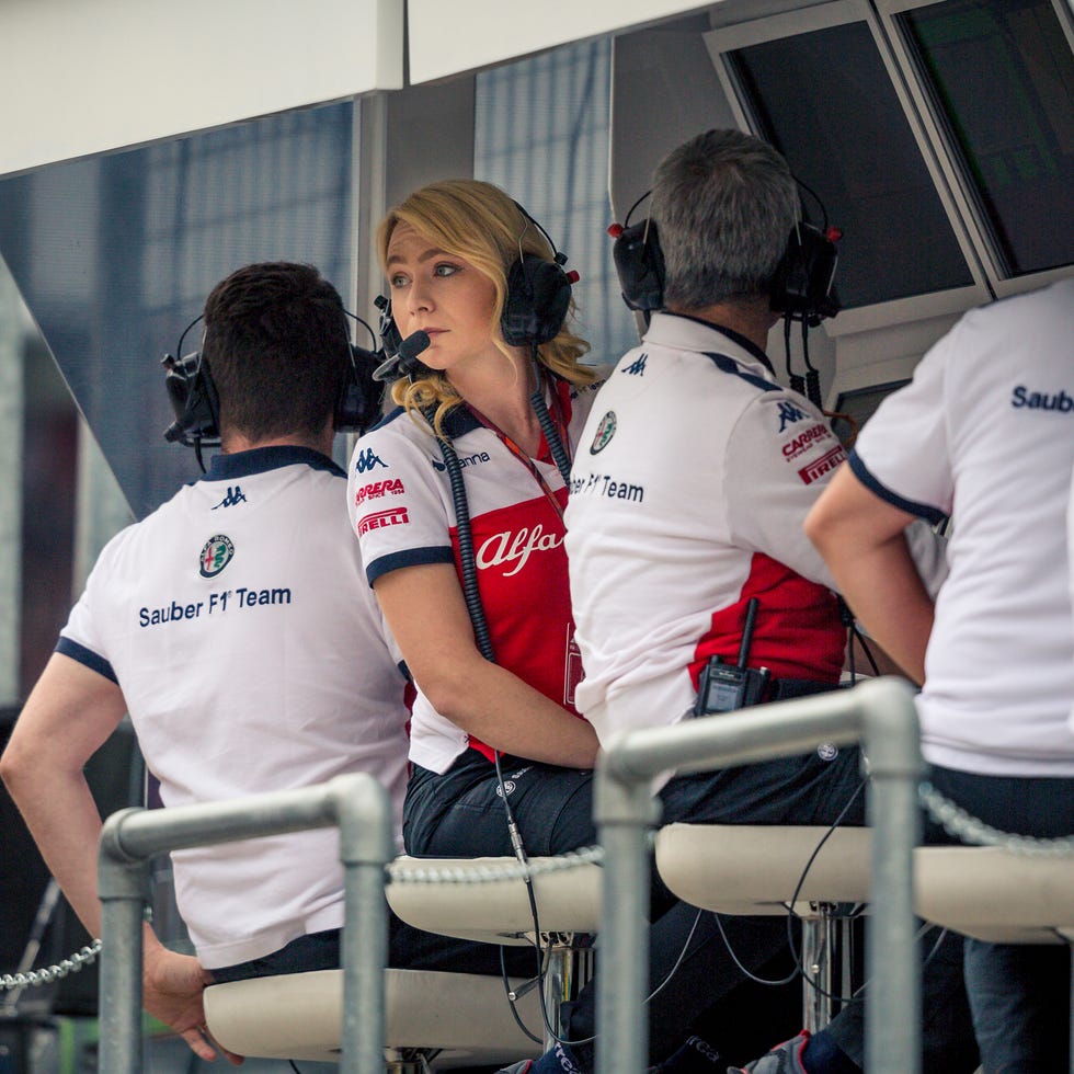 red bull ring, austria june 29: ruth buscombe (gbr) alfa romeo sauber f1 team race strategist on the alfa romeo sauber f1 team pit wall gantry during the austrian gp at red bull ring on june 29, 2018 in red bull ring, austria. (photo by manuel goria/sutton images)