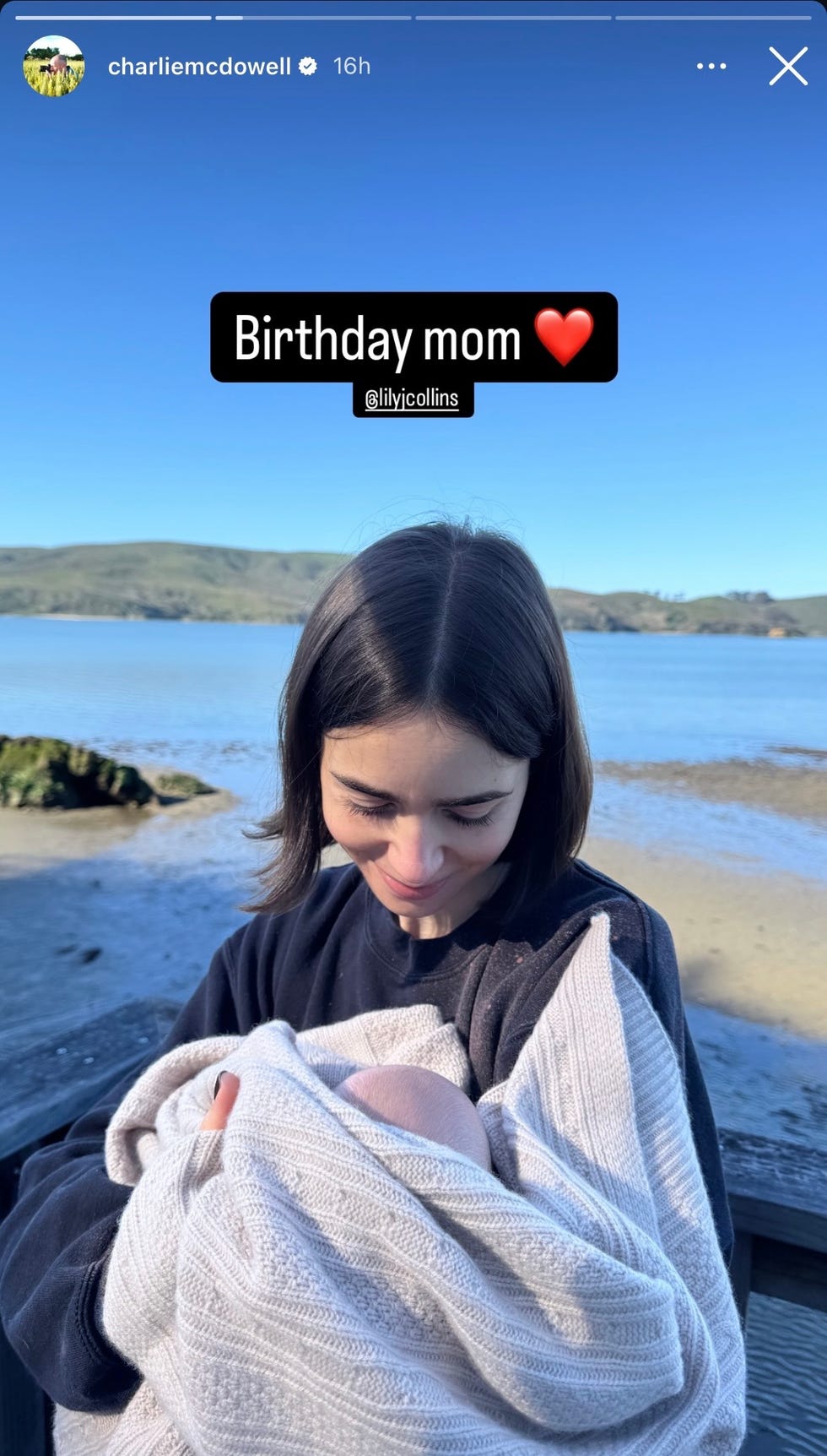 chalie mcdowell instagram story for lily collins's 36th birthday
