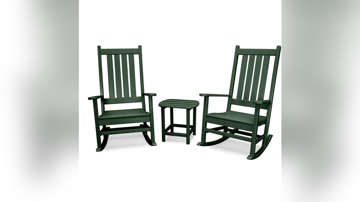 Add this rocking chair set to your porch for extra charm.