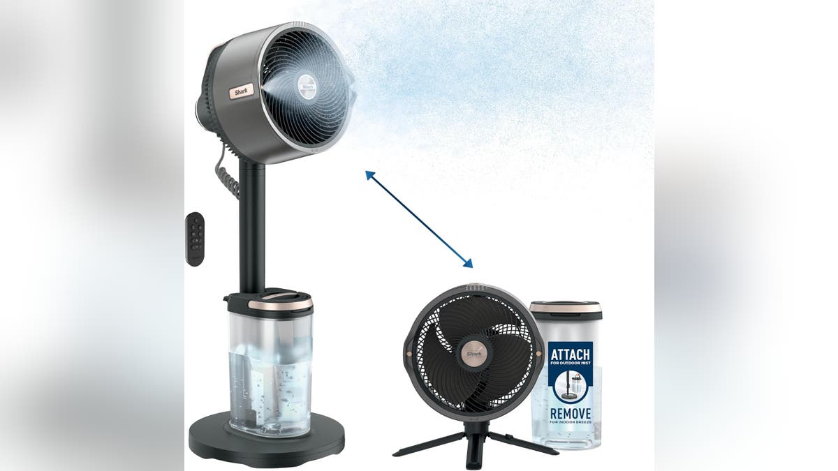 This fan comes with a mister.