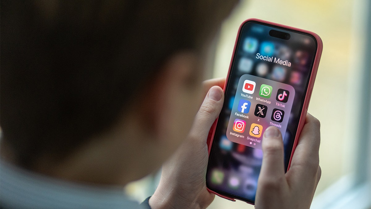 person looking at apps on phone