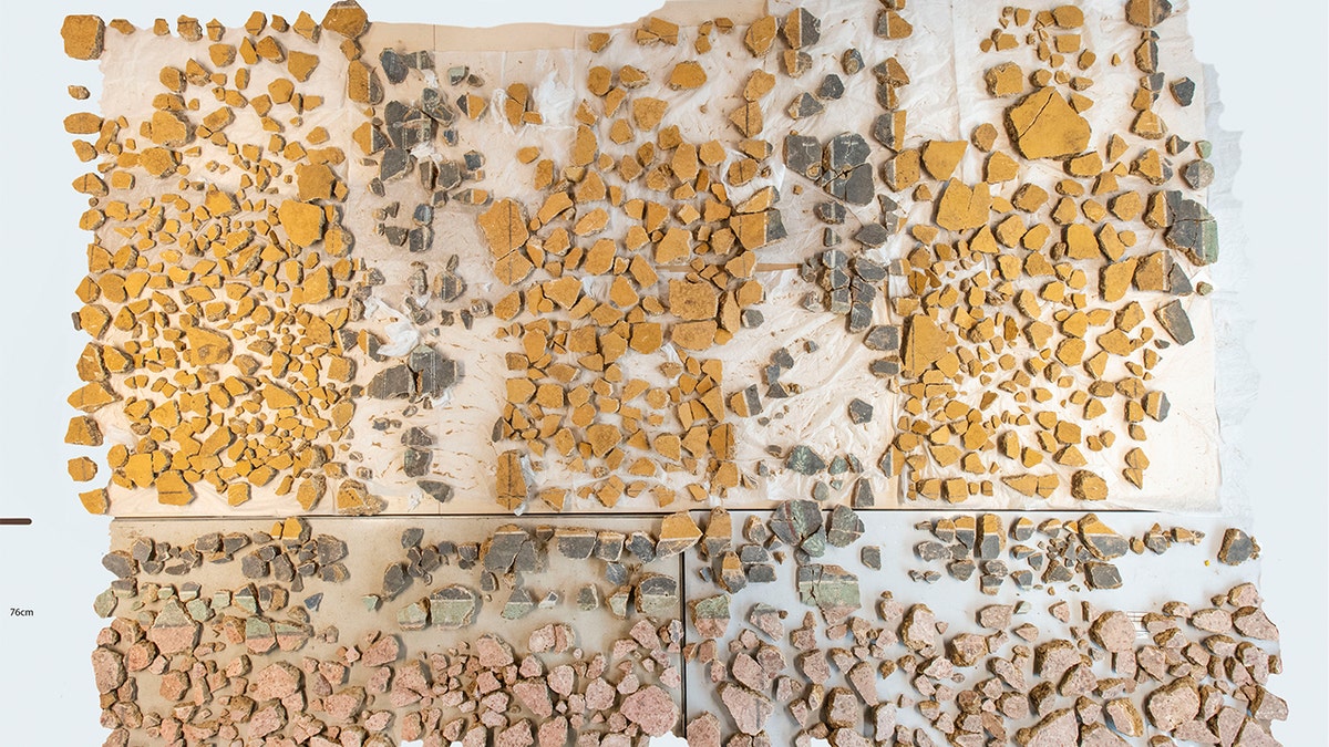 Mosaic pieces laid out
