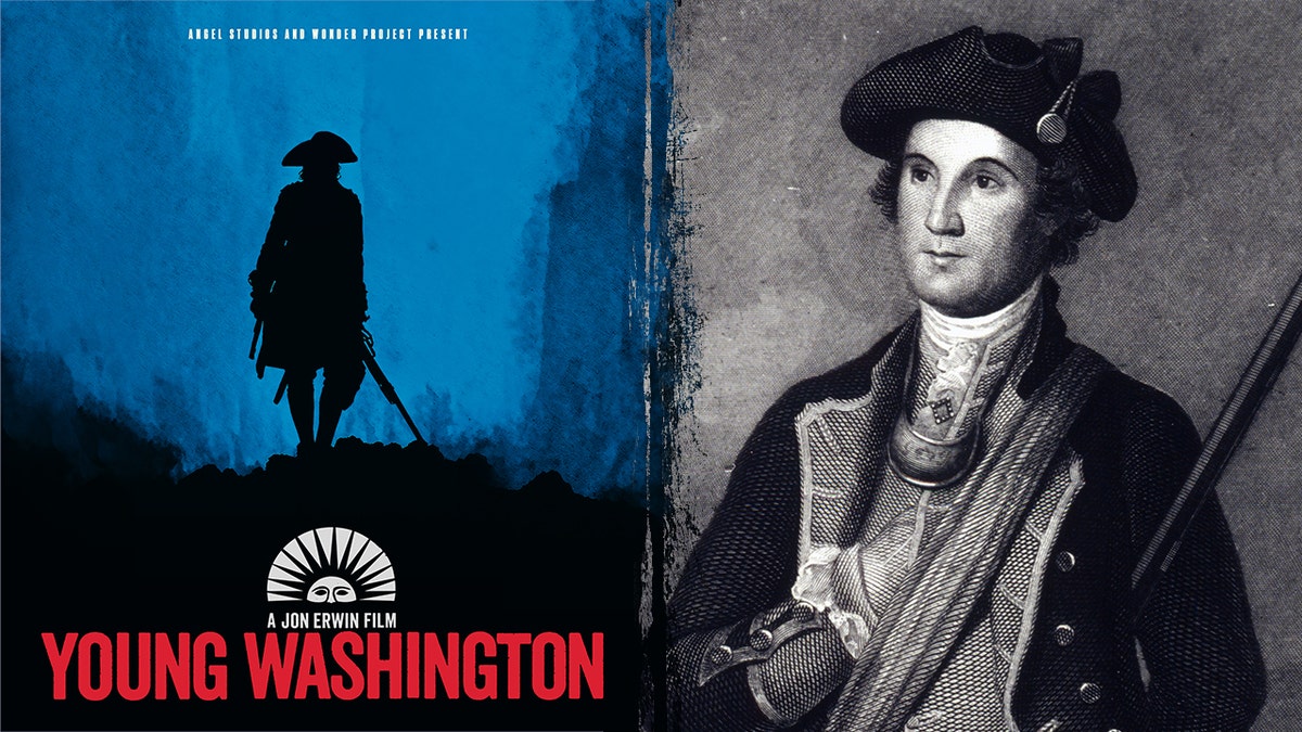 "Young Washington" film art and portrait of young George Washington