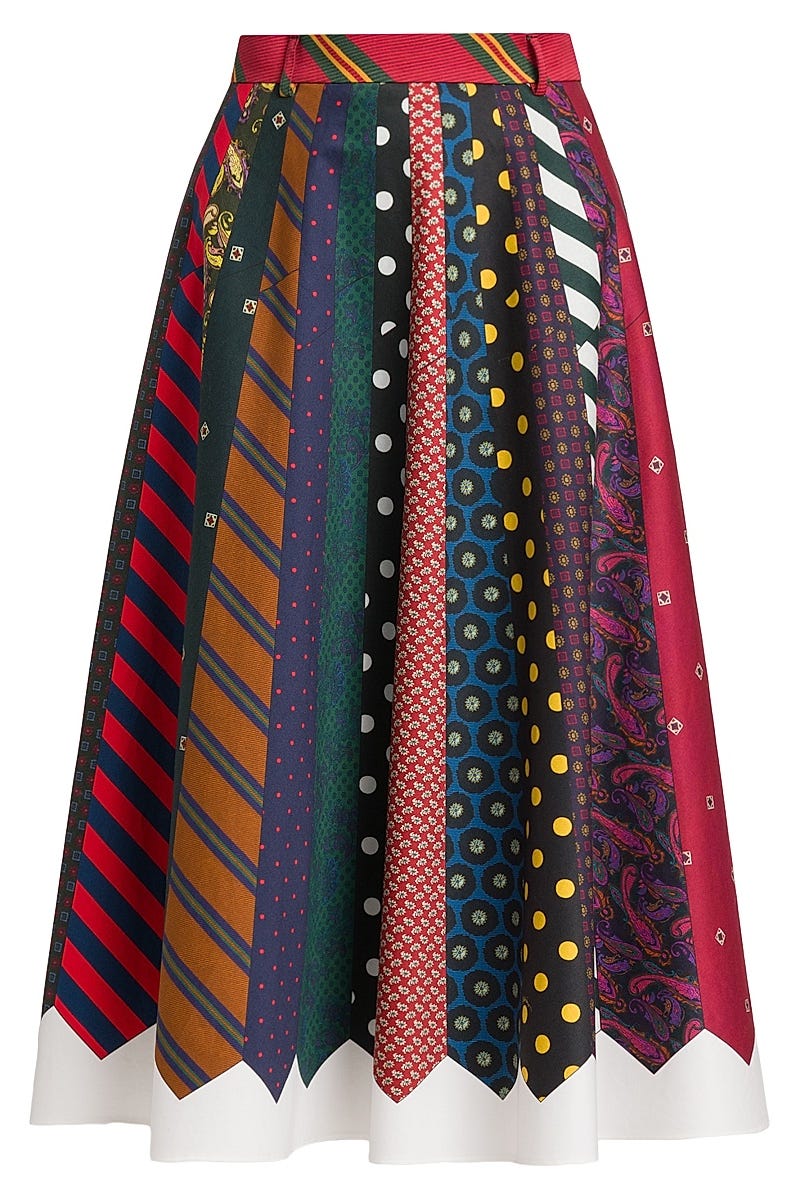 Tie Print Midi-Skirt