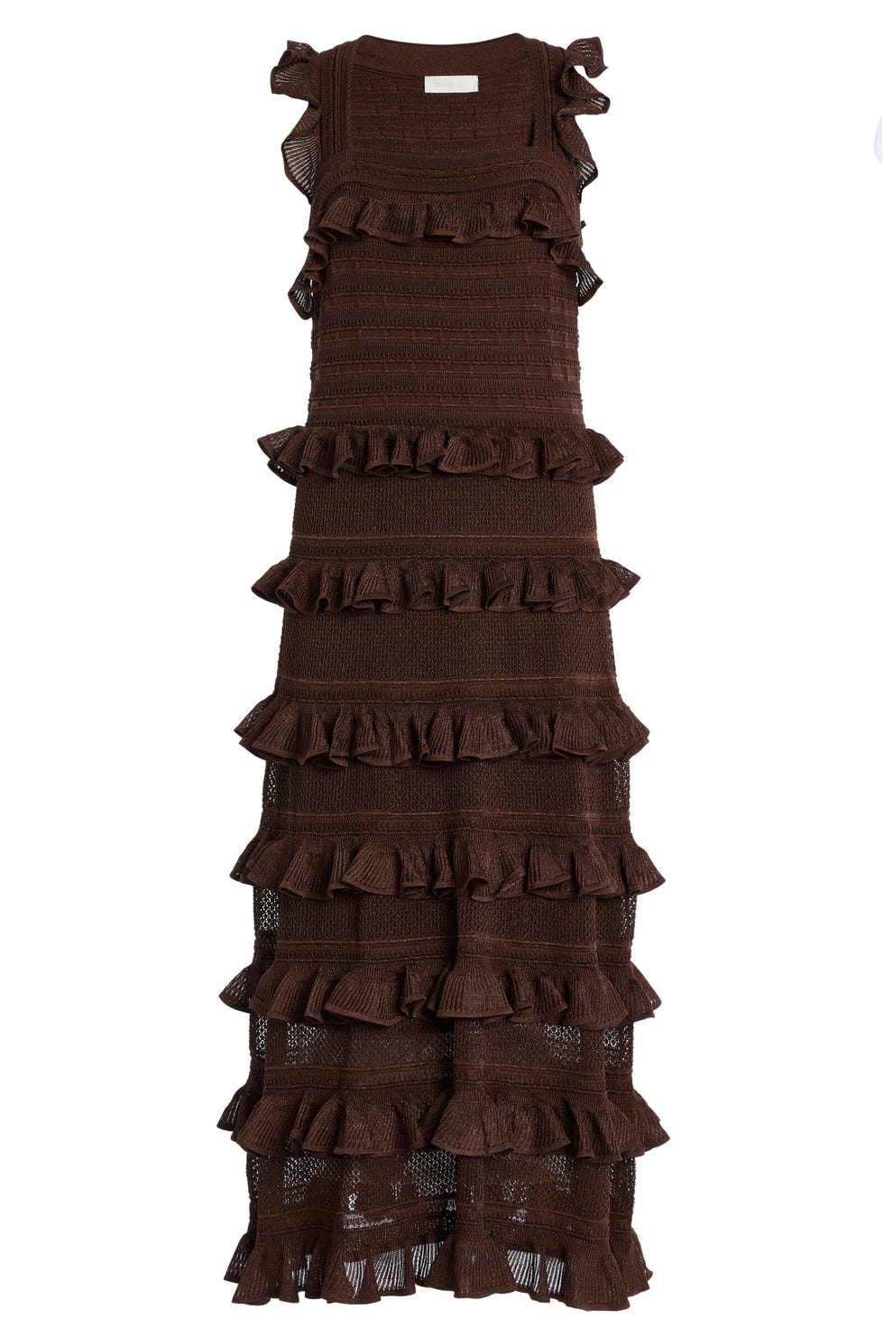 Hypnotic Ruffled Metallic Lace Midi Dress