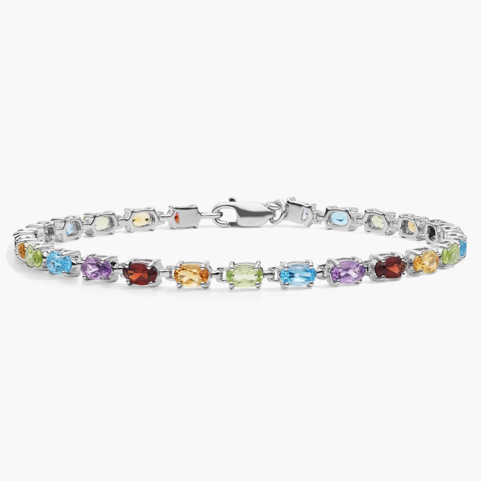 Petite Oval Multicolor Gemstone Bracelet in Sterling Silver
