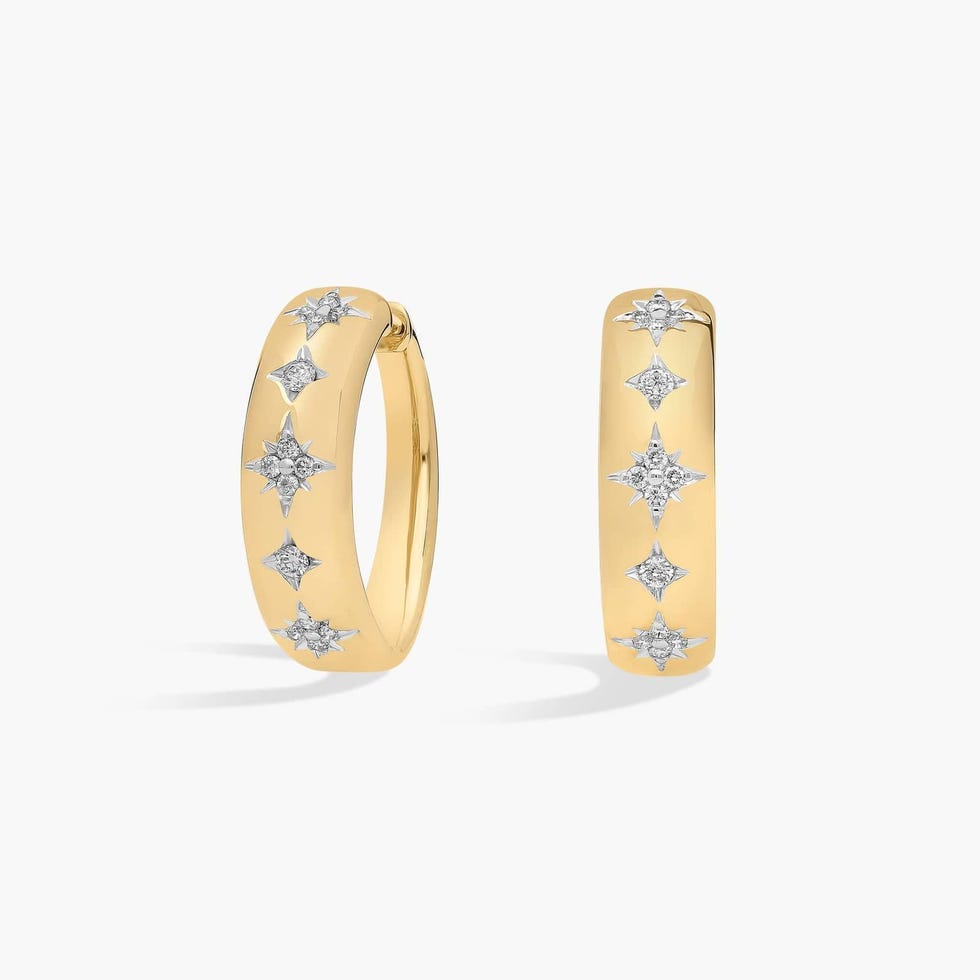 Diamond Glimmer Hoop Earrings in 14k Yellow Gold