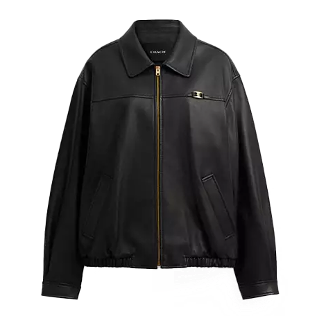 Heritage C Plaque Oversized Leather Jacket