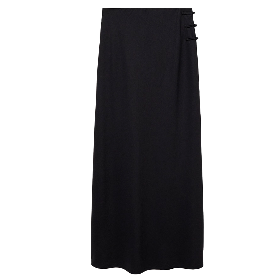 Linen-Blend Straight Skirt