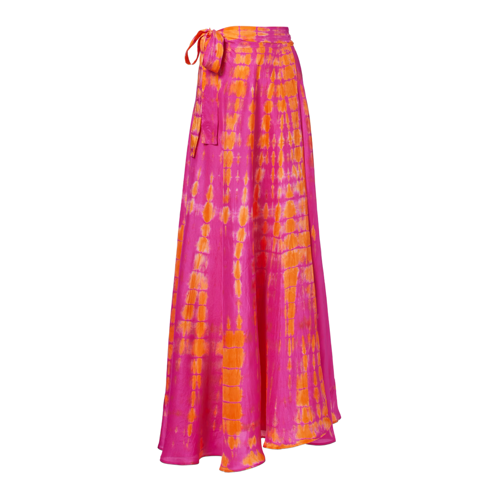 Tie-Dye Silk Wrap Skirt